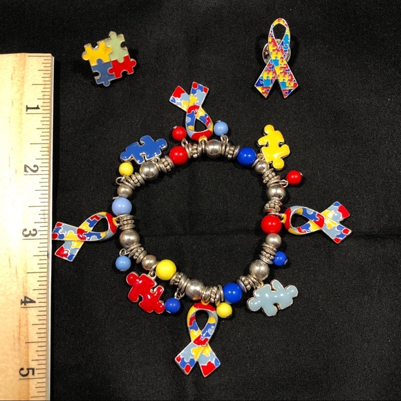 AUTISM AWARENESS BRACELET and 2 PINS - Picture 4 of 6